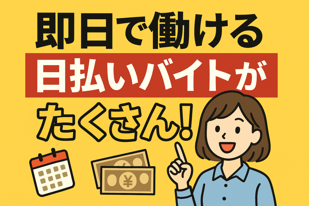 即日で働ける日払いバイトがたくさん!