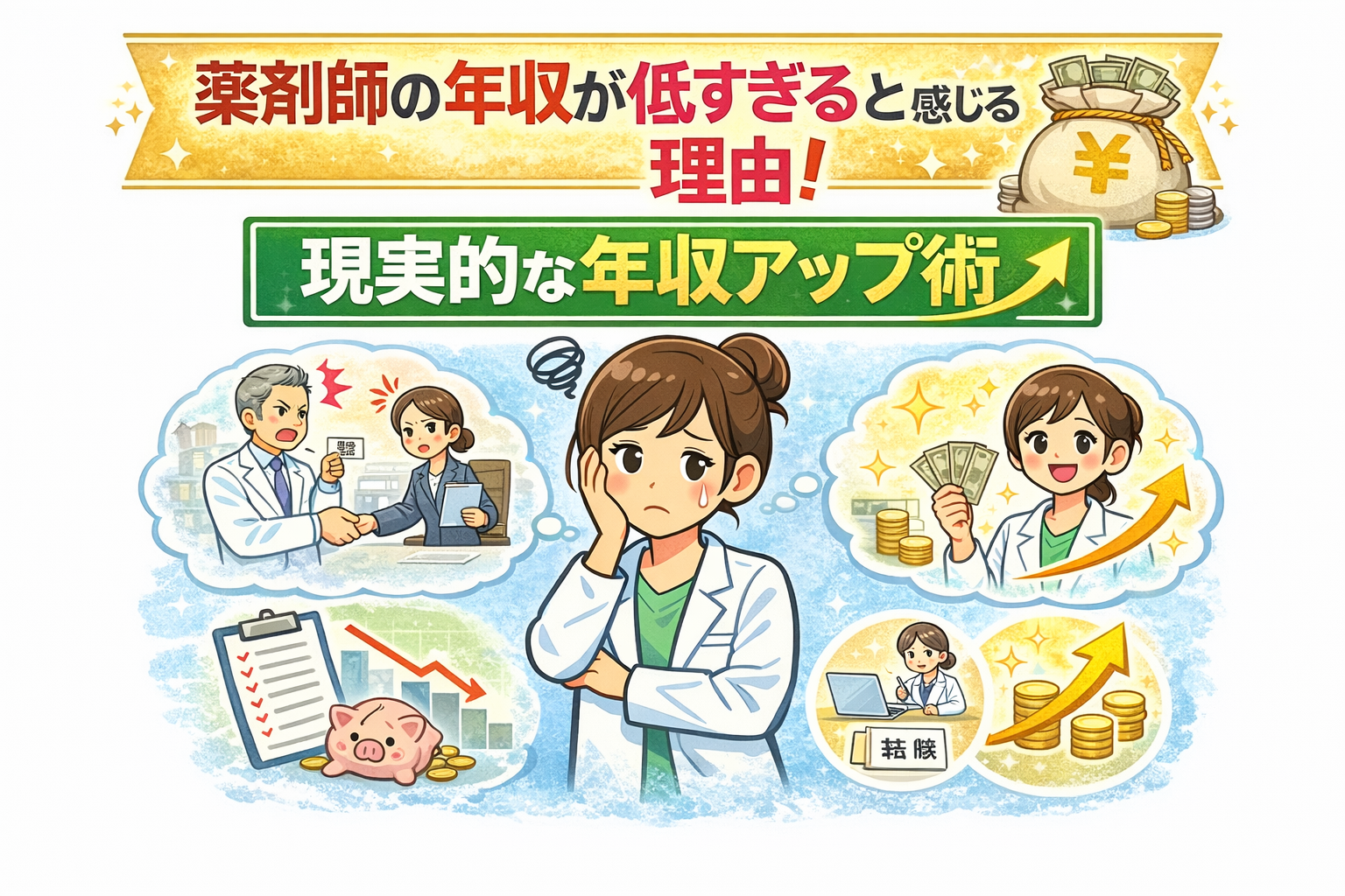 薬剤師の年収が低すぎると感じる理由と、現実的に年収を上げる方法を分かりやすく表現