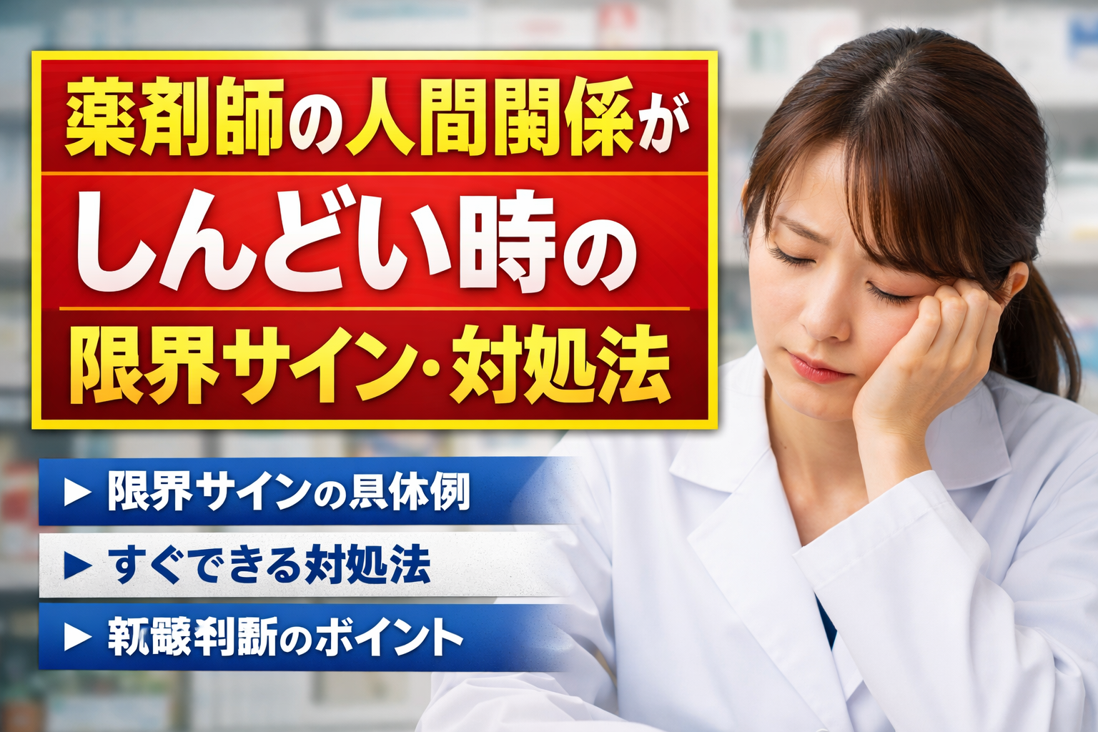薬剤師の人間関係がしんどいと感じた時の限界サインと対処法を解説するイメージ