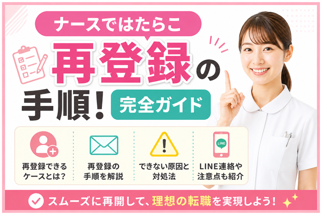 「ナースではたらこ」の再登録の手順！完全ガイド