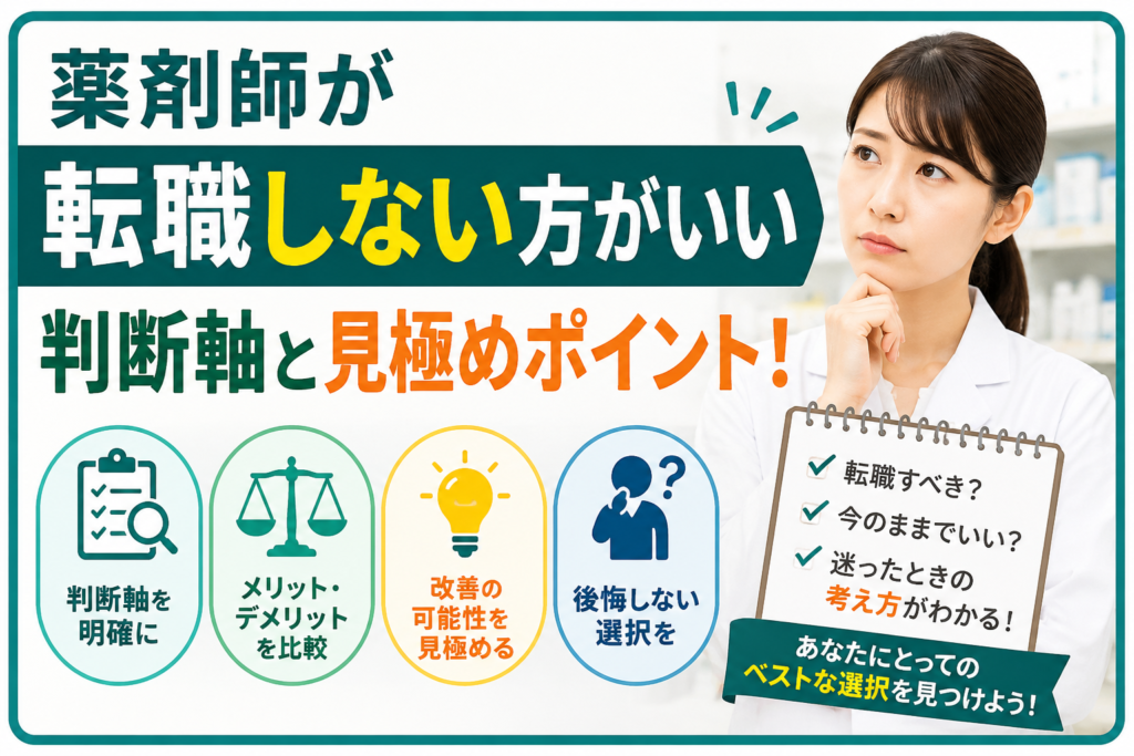 薬剤師が転職しない方がいい判断軸と見極めポイント！